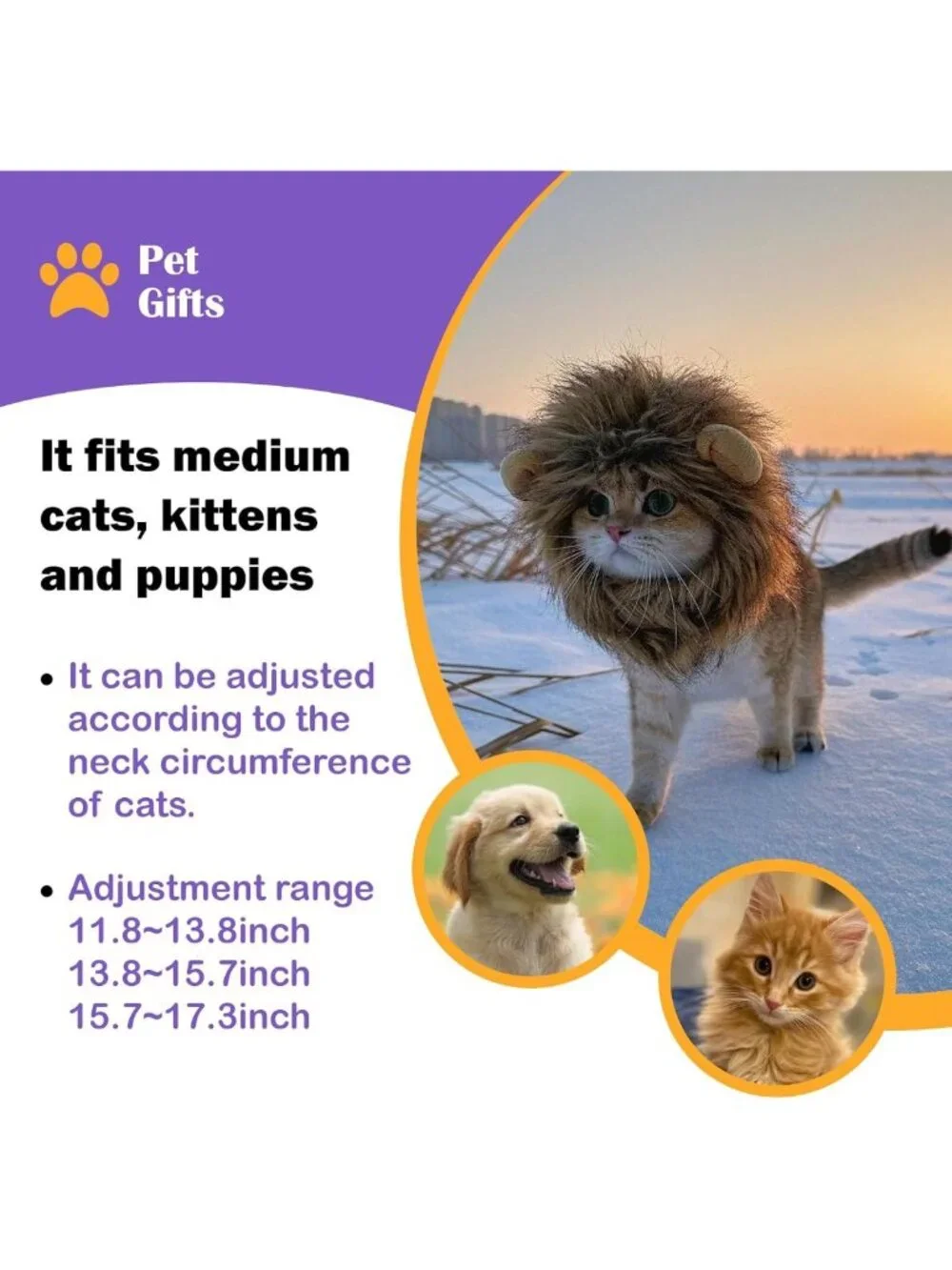 2 Pack Lion Mane Wig for Cats & Small Dogs - Funny Pet Costume for Halloween